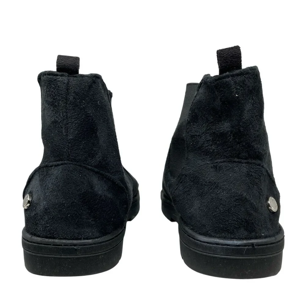 Steve Madden Slipper Boots Mens 10 Black Fabric Upper Faux Fur Lined Clinton